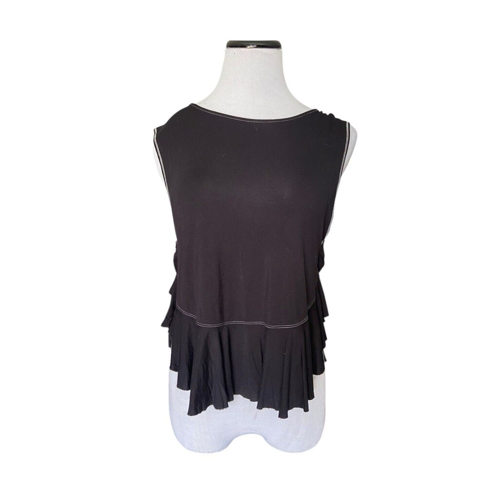 We The Free People Uptown Peplum Tank Size XS Black‎ Ruffle Feminine Edgy Indie
